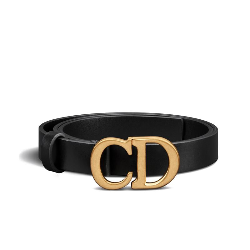 DIOR Black Ultra Smooth Calfskin Leather 20mm Saddle Belt