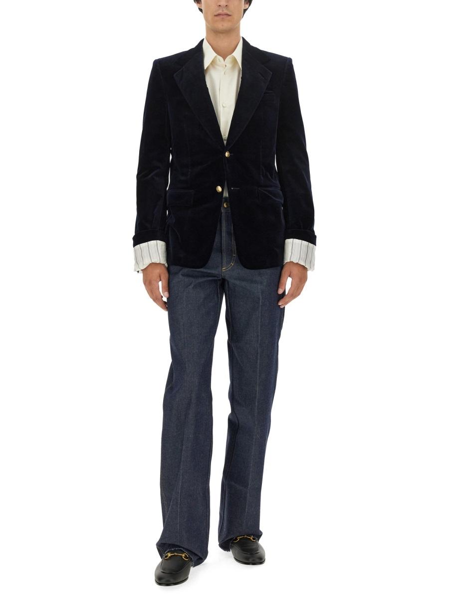 GUCCI Wool Blend Blazer Jacket Navy Men’s Suit Coat