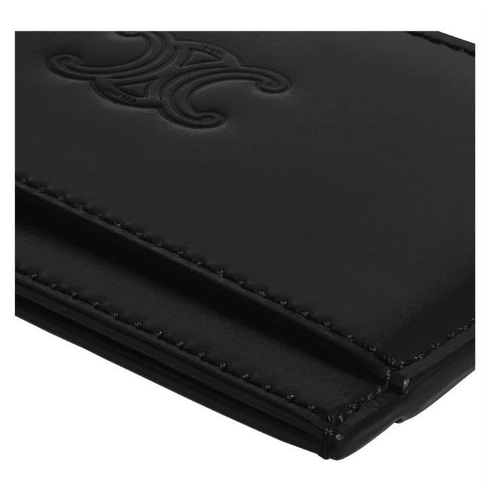 CELINE Triomphe Leather Card Holder Wallet for Men Gray