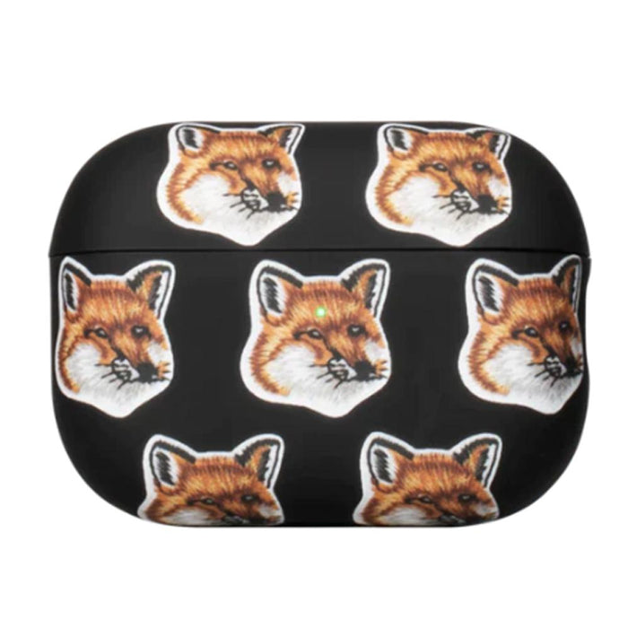 Maison Kitsune Fox Head AirPods Pro Case Black Silicone Keyring