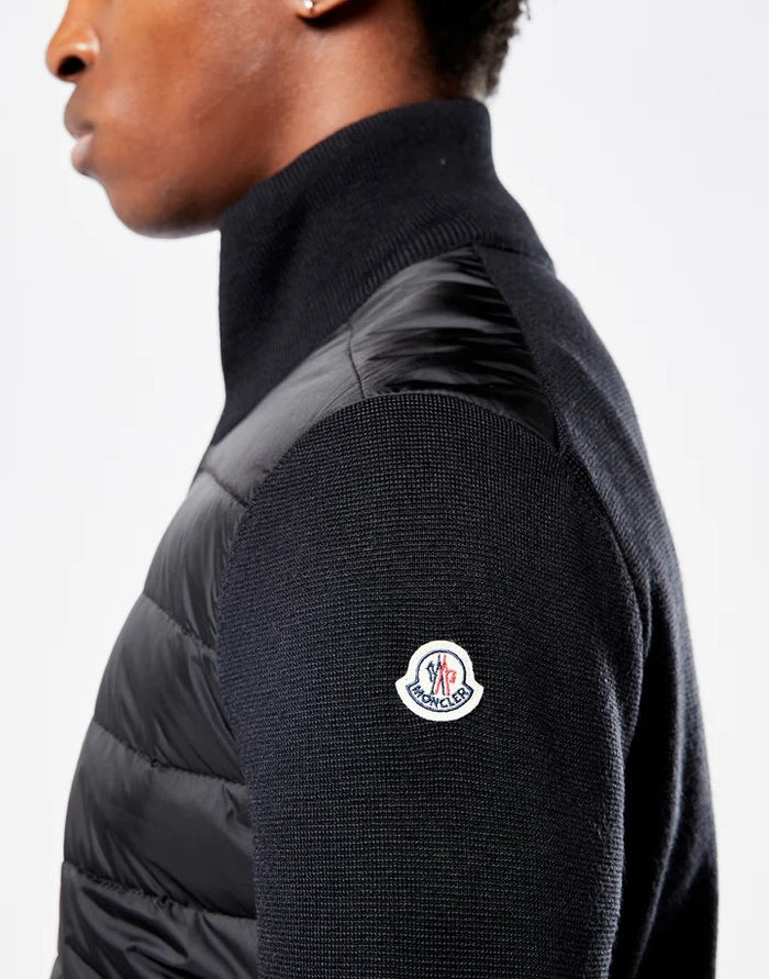 Moncler Black Padded Knit Zip Up Cardigan 9B50700 A9341