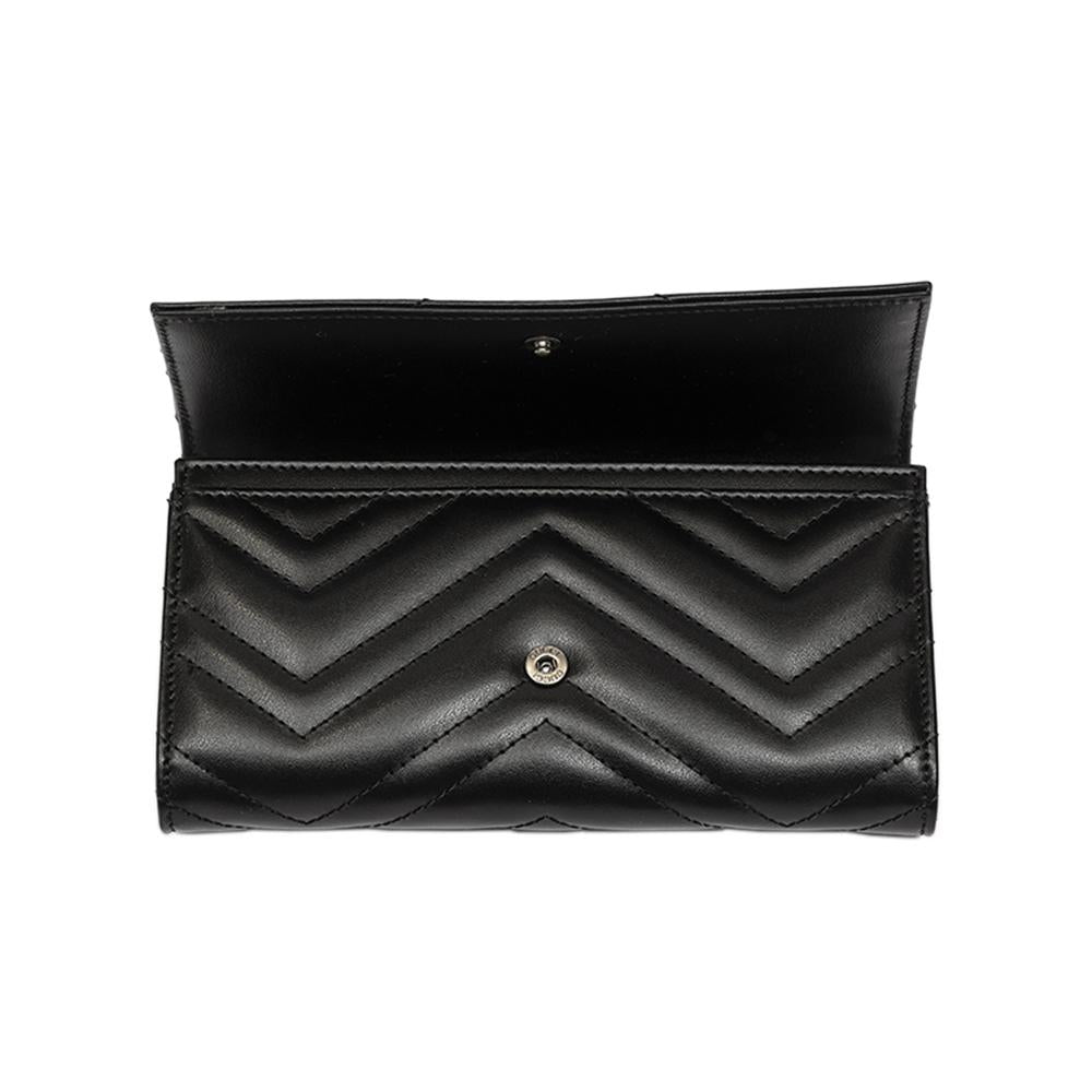 GUCCI GG Marmont Continental Long Wallet Black Leather Women’s