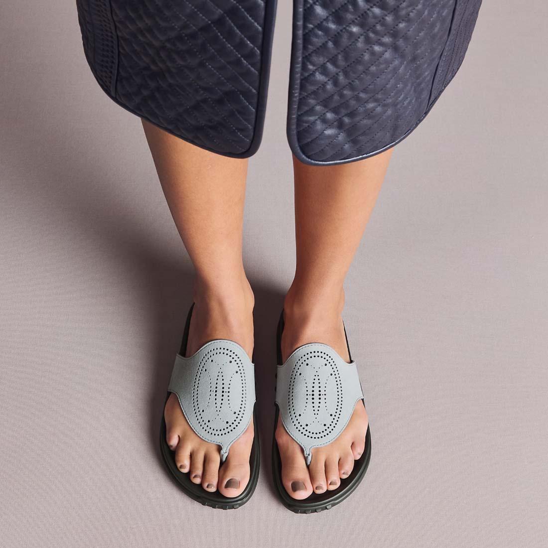HERMES Blue Natura Slide Sandals Women’s Slippers