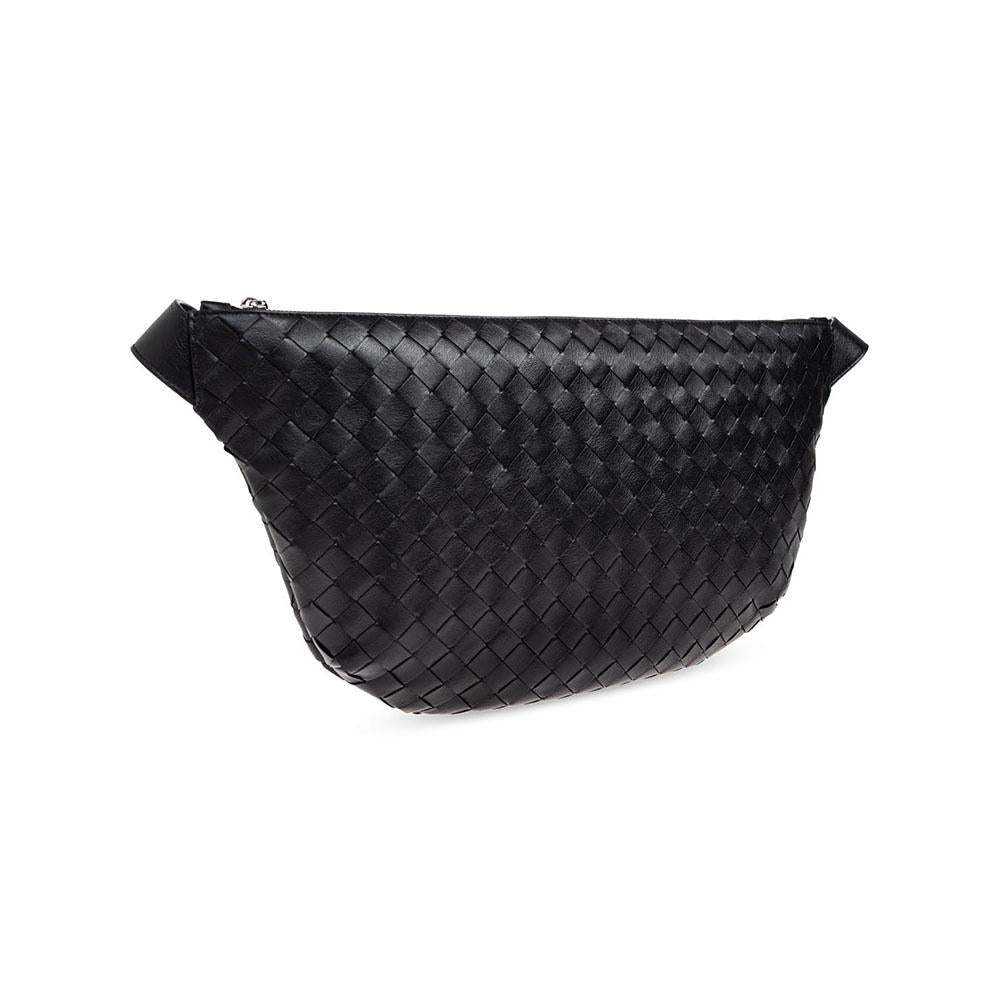 Bottega Veneta Intrecciato Black Leather Crossbody Bag for Men