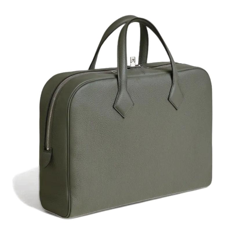 HERMES Victoria Light Brief Case Gris Unisex Tote Bag