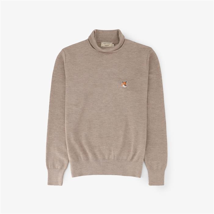 Maison Kitsune Fox Head Patch Unisex Turtleneck Knit Sweater