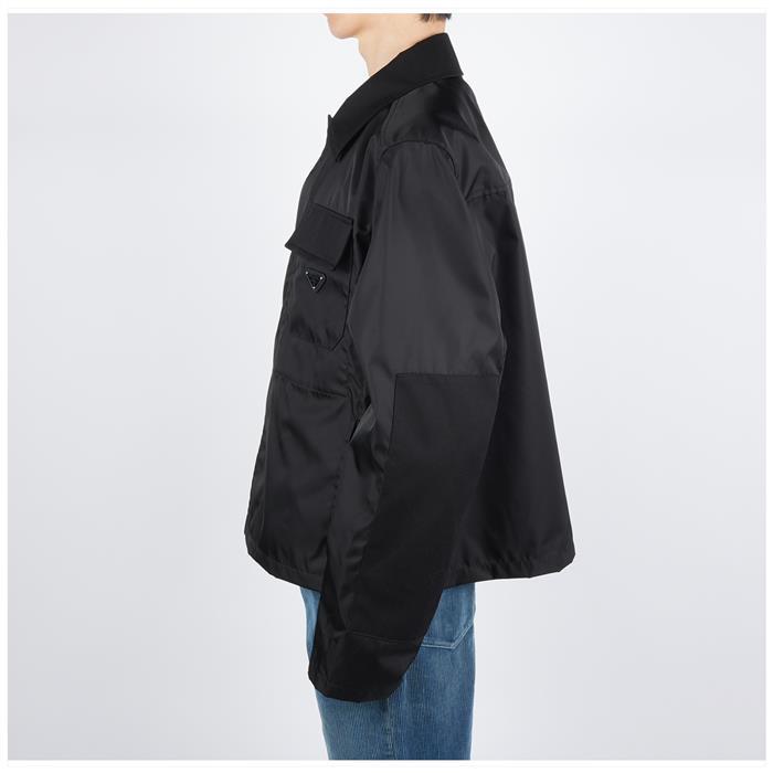 PRADA Re-Nylon Triangle Logo Pocket Cropped Jacket for Men SGC828 16HH F0002