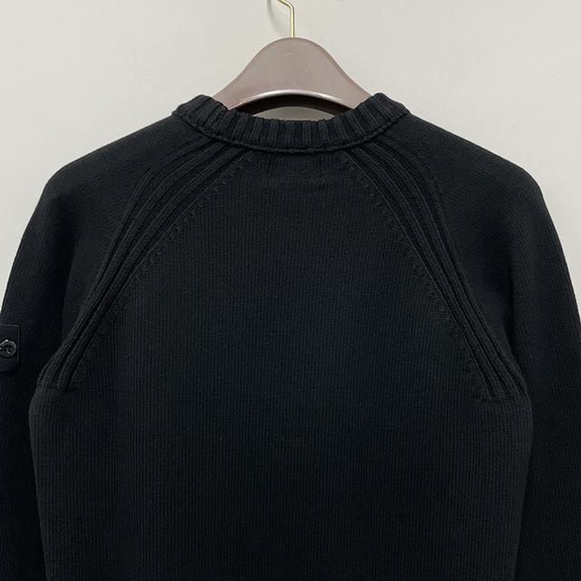STONE ISLAND Kids Cotton Woven Patch Crewneck Knit Sweater Black