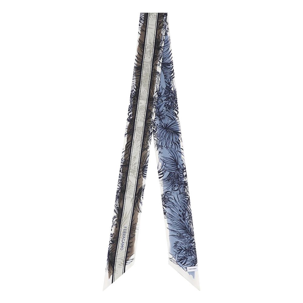 Ferragamo Sky Blue Brown Wool Scarf 785720