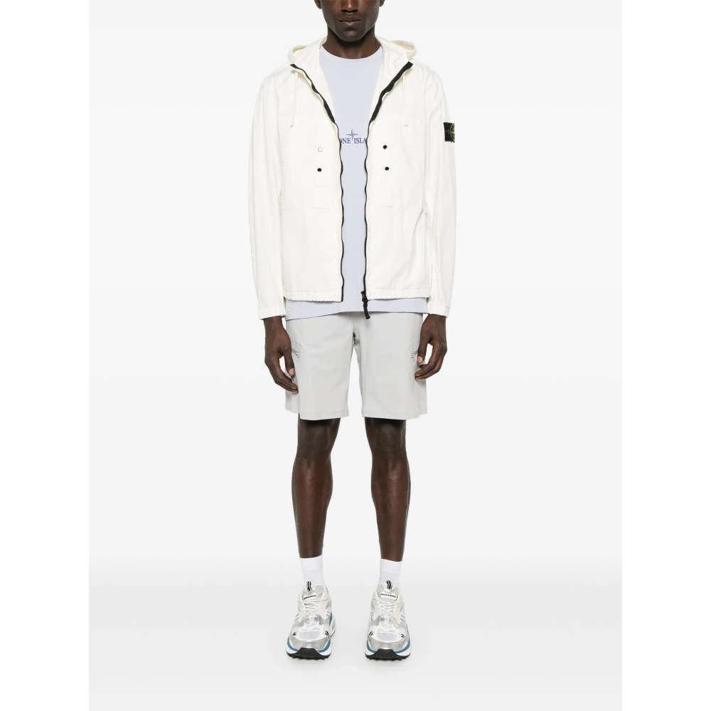 STONE ISLAND White Jacket with Compass Patch Logo S154100091 S0010 V0093