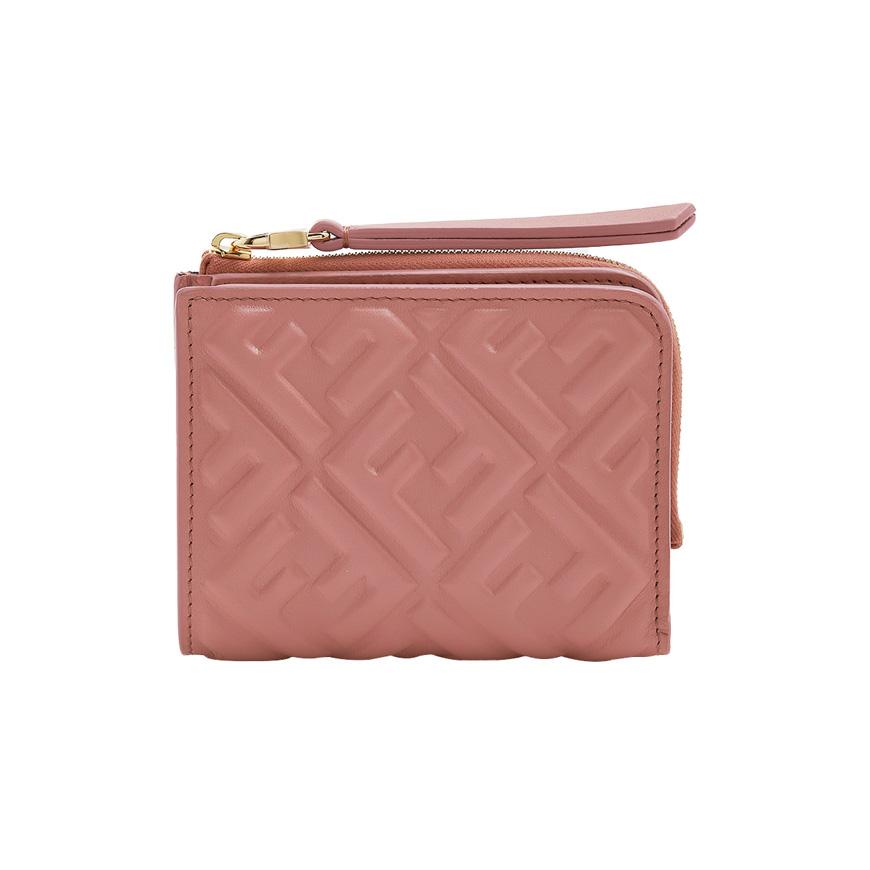 FENDI Women’s Slim Baguette Leather Compact Wallet Black