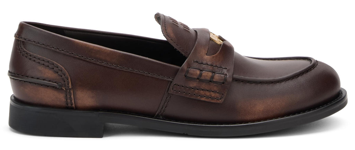 Miu Miu Black Leather Loafers