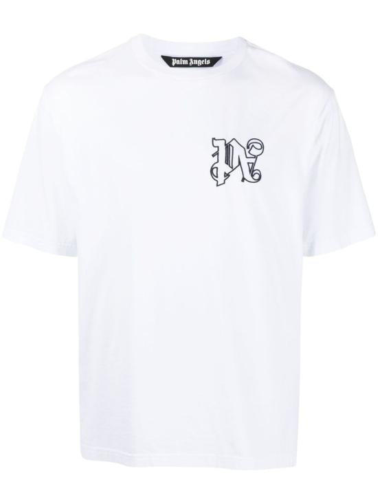 Palm Angels Short Sleeve T-Shirt White Cotton PMAA089 E23 JER 0010110