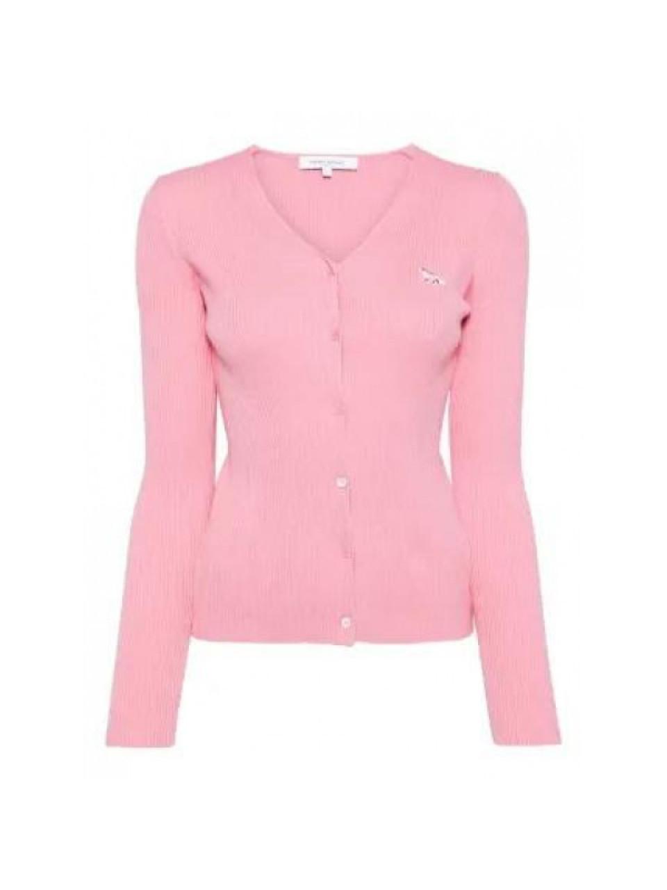 Maison Kitsune Baby Fox Patch Fine Rib Cardigan Women’s Ivory Knit