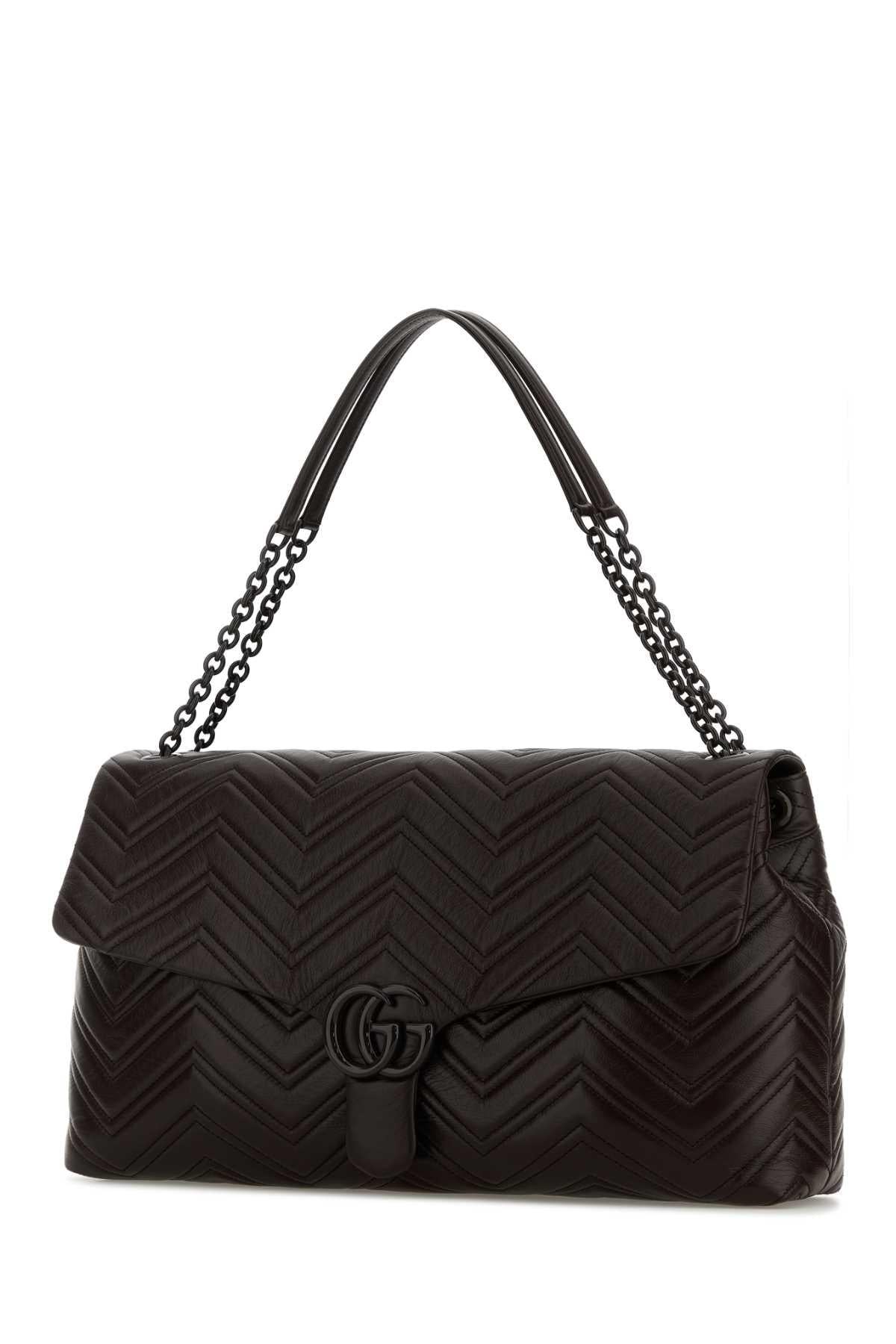 GUCCI Leather Shoulder Bag Black