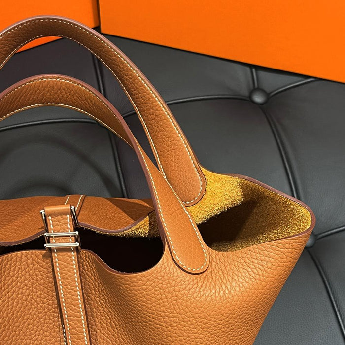 HERMES Picotin Lock Tote Bag Gold Clemence Palladium Hardware 22