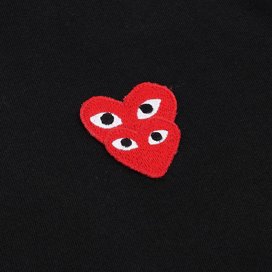 Comme des Garcons Unisex Double Heart Patch T-Shirt AX T292 051 BLACK
