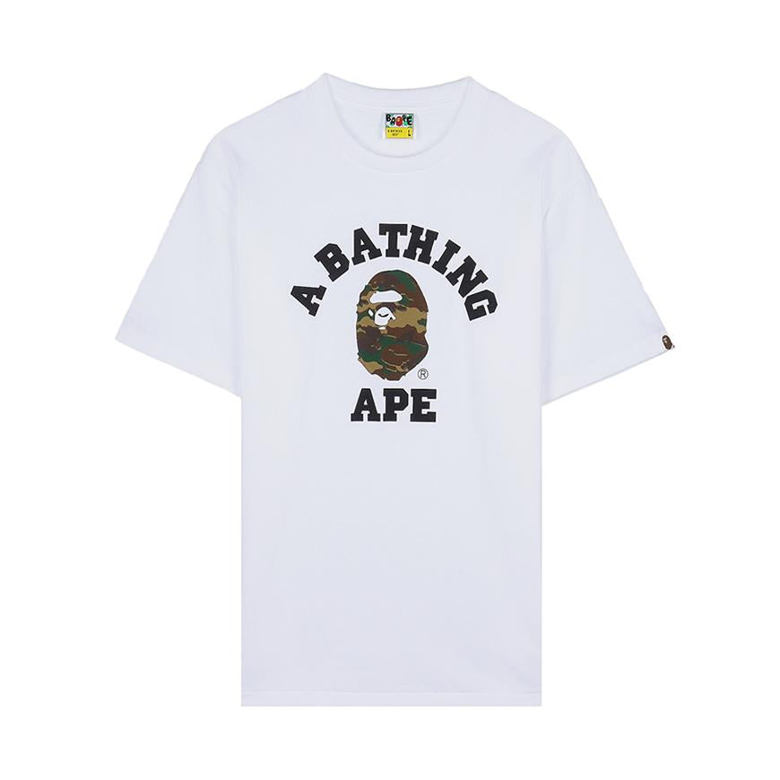 BAPE Men’s Glitch Camo College T-Shirt White 001TEM301031 MWH0
