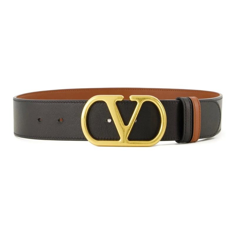 VALENTINO V Logo Reversible Leather Belt Women’s Ivory/Brown