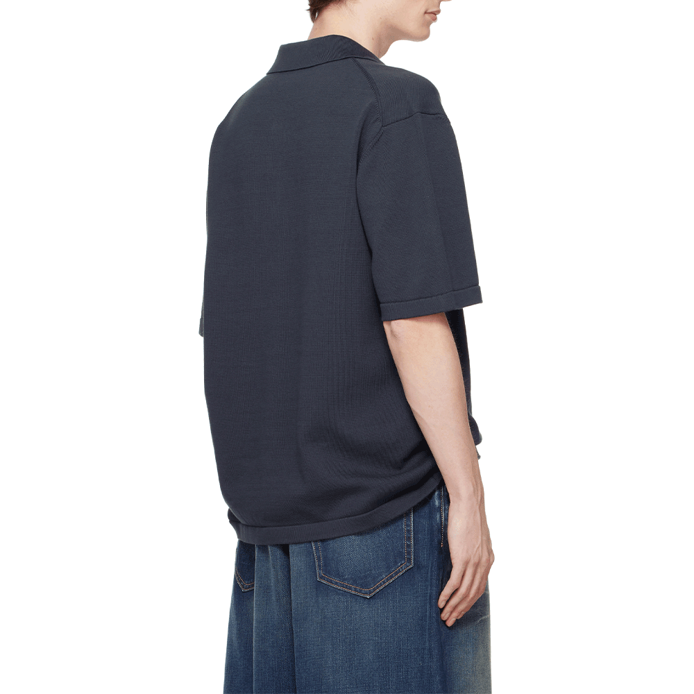 Maison Kitsune Fox Head Knit Polo Short Sleeve Shirt OM00205 KT1135