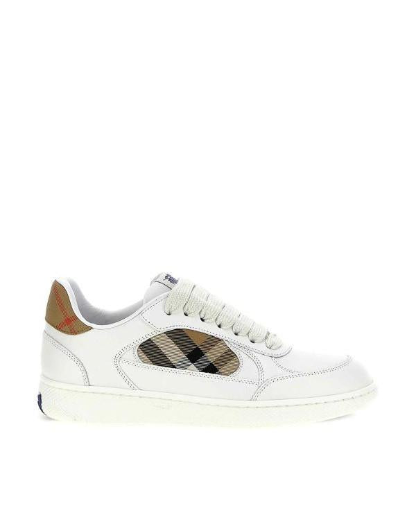 BURBERRY Leather Check Terrace Low-Top Sneakers