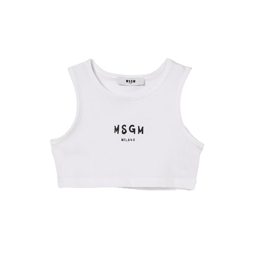 MSGM Kids Women Crop Jersey Top White S6MSJGTO011 001