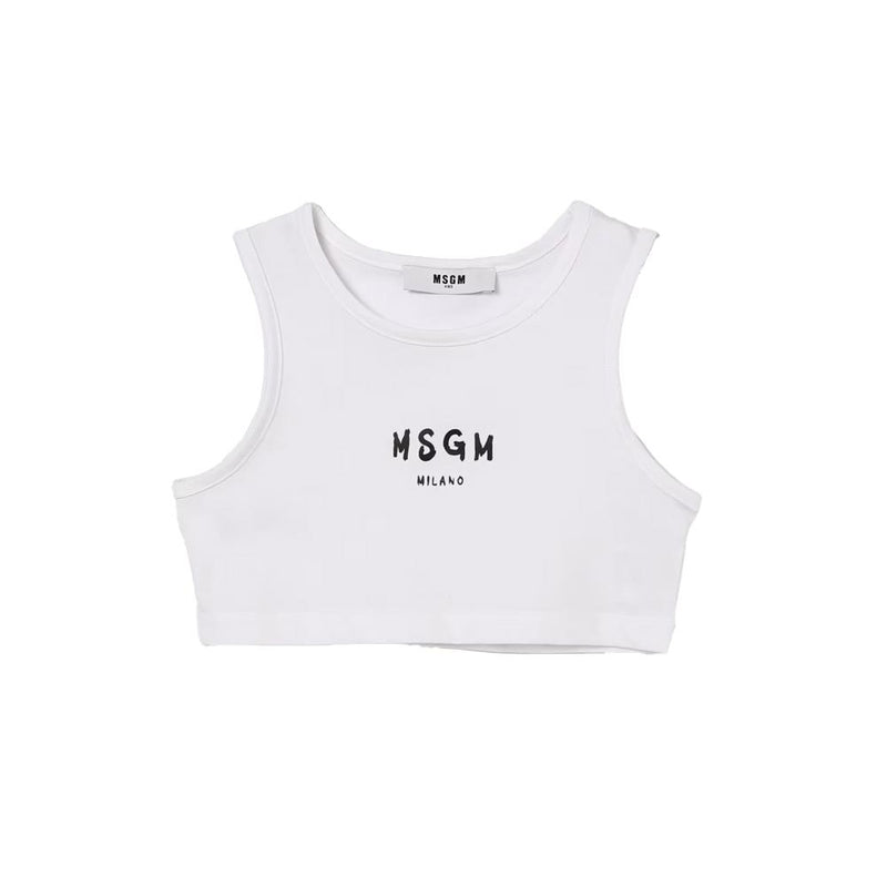 MSGM Kids Women Crop Jersey Top White S6MSJGTO011 001