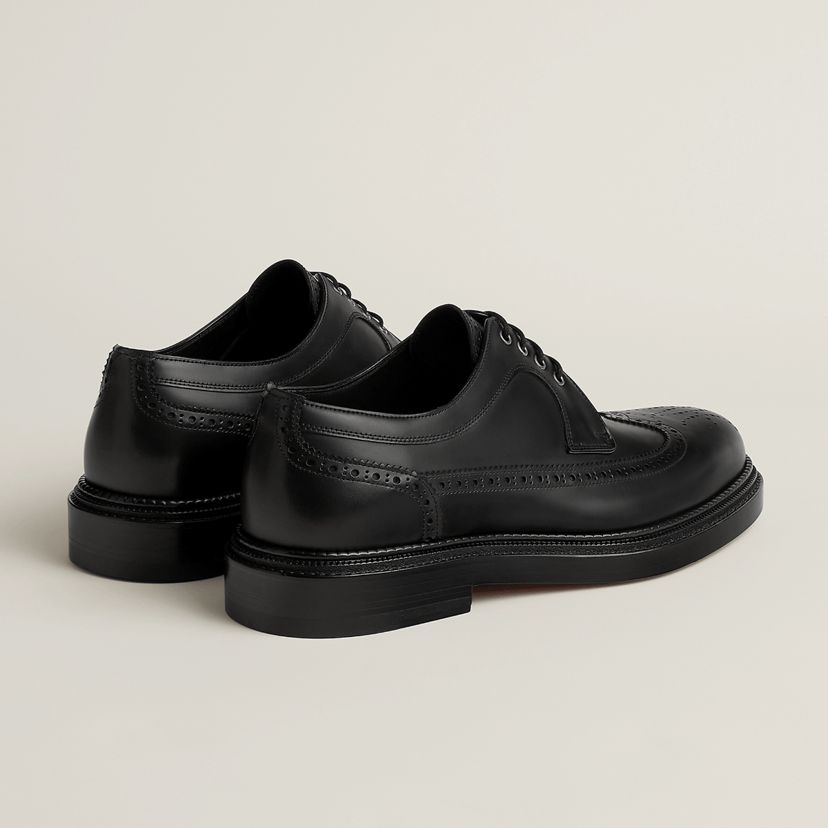 HERMES Men’s Lawson Derby Loafers Black Leather Shoes