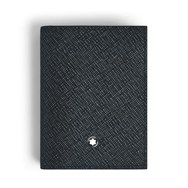 Montblanc Sartorial Business Card Holder Tweed Blue Leather Wallet