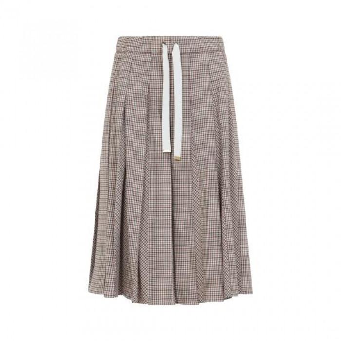 Moncler Women's Micro Check Wool Midi Skirt 2D00001 599LV F22
