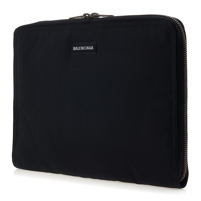 BALENCIAGA Explorer Logo Clutch Bag Black Leather Men