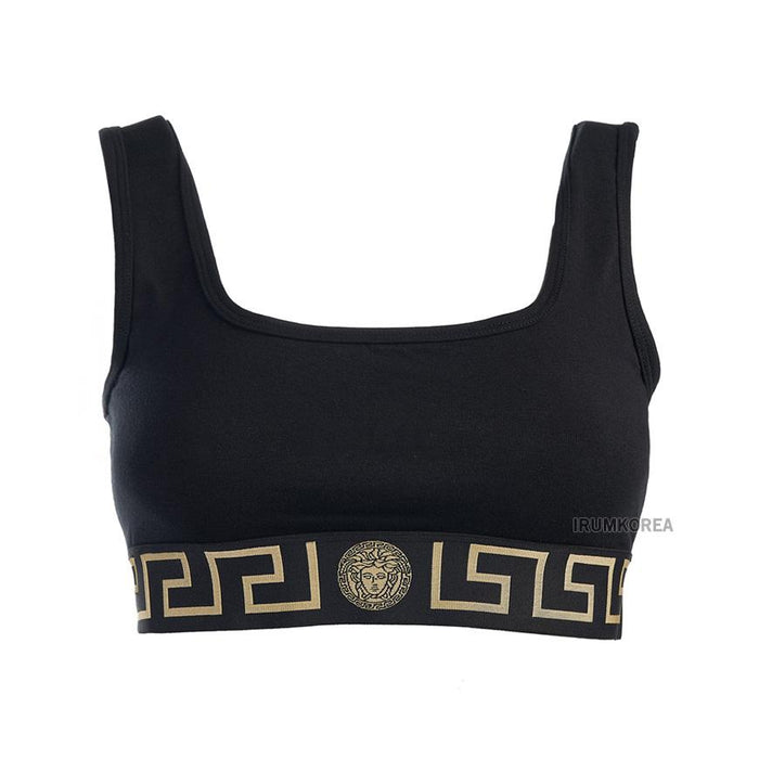 Versace Greca Sleeveless Crop Top Black Women’s Underwear