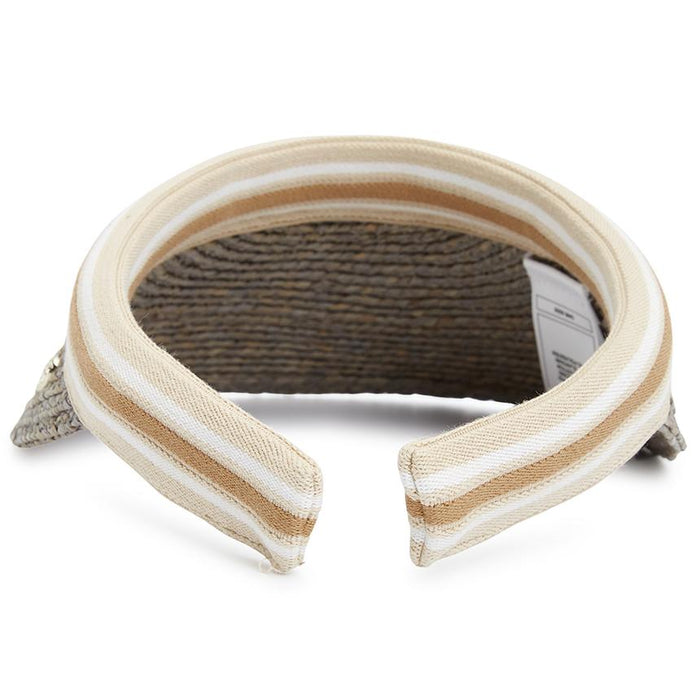 HELEN KAMINSKI Women's Striped Sun Visor HAT50265 ECLIPSE MELANGE NOUGAT STRIPE