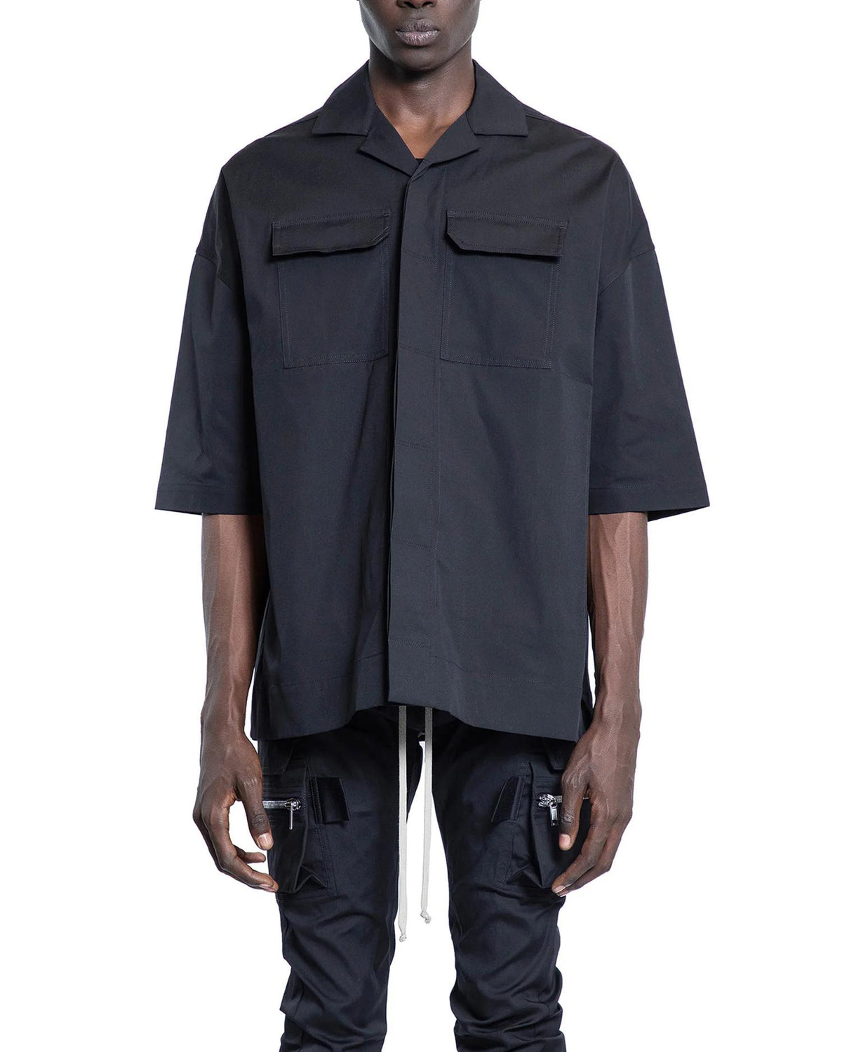 Rick Owens MAGNUM TOMMY Black Short Sleeve Shirt RU01E5298 TE 09