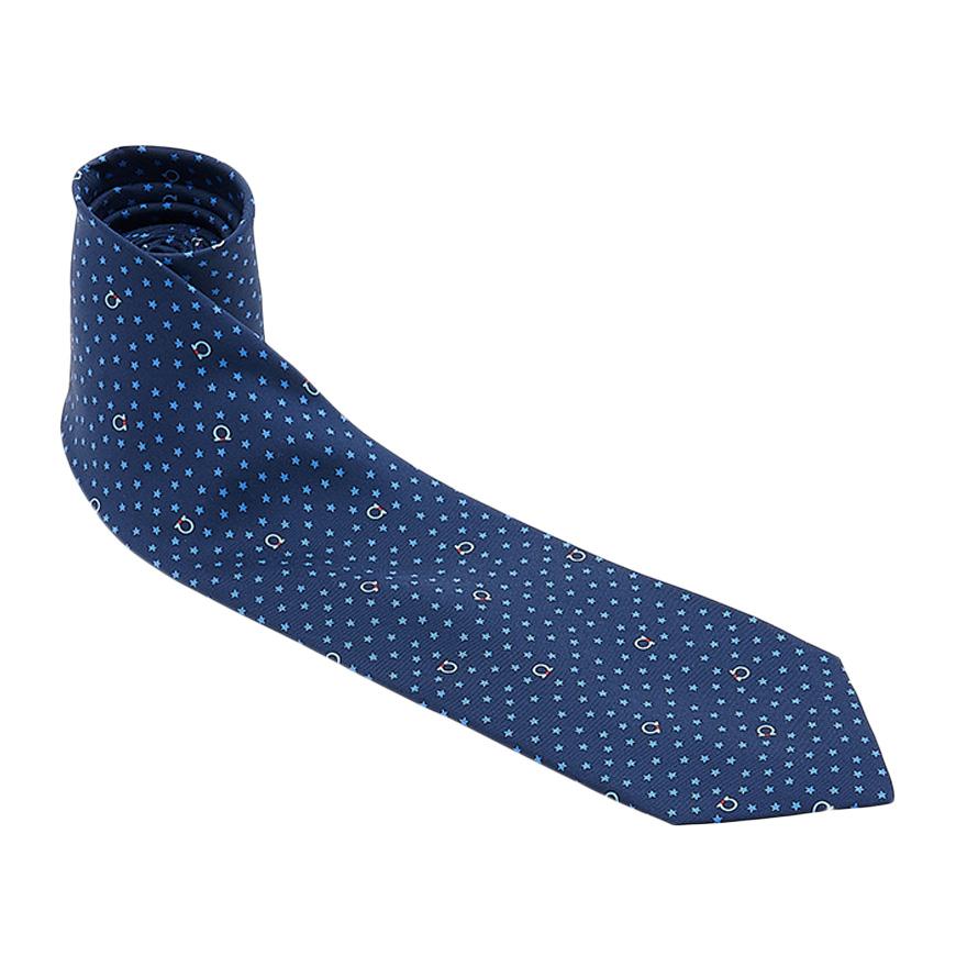 Ferragamo Gancini Silk Tie for Men 35 0874 F NAVY 0761807