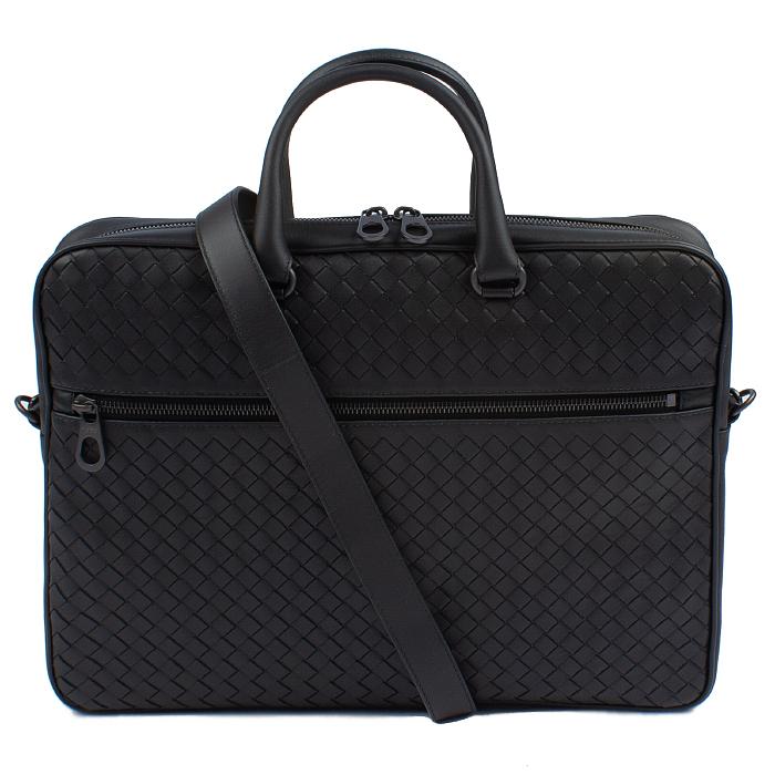 Bottega Veneta Intrecciato Leather Briefcase Black Men's