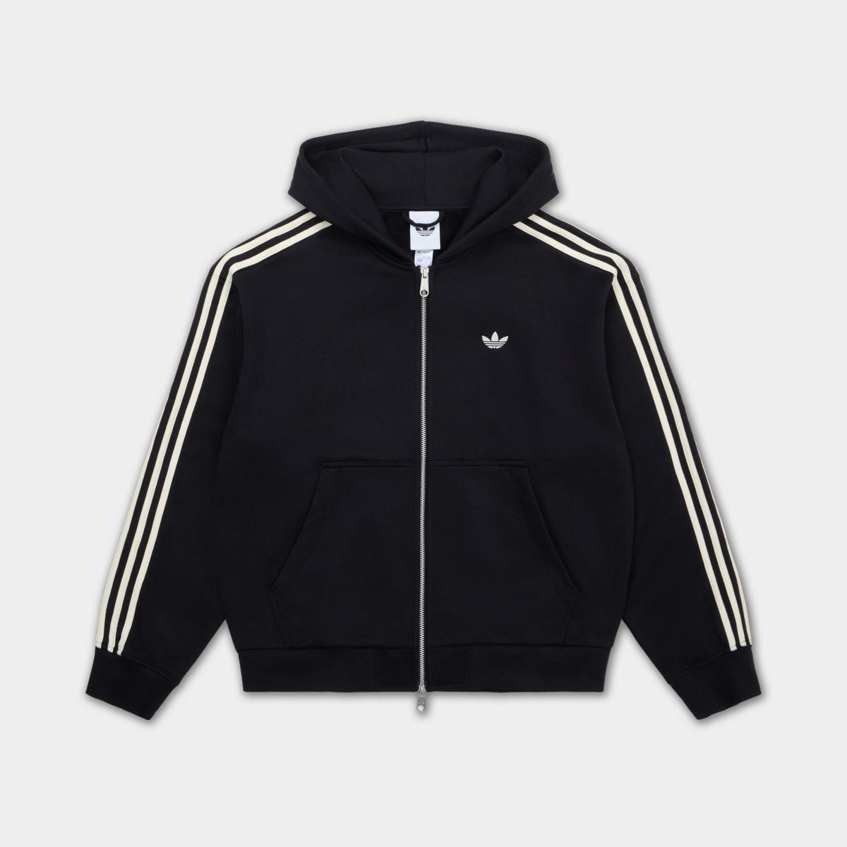 Adidas 3-Stripes Full-Zip Hoodie Black Unisex Outerwear KC9315