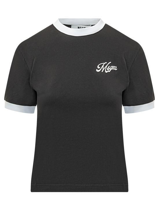 MSGM Short-Sleeve T-Shirt for Women 4041MDM112D 267002 99 BLACK DOM
