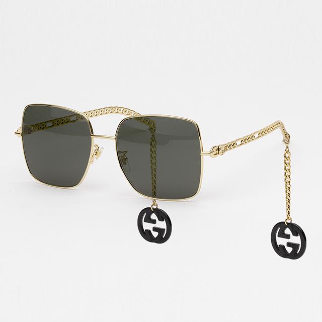 GUCCI Metallic Chain-Detail Oversized Unisex Sunglasses