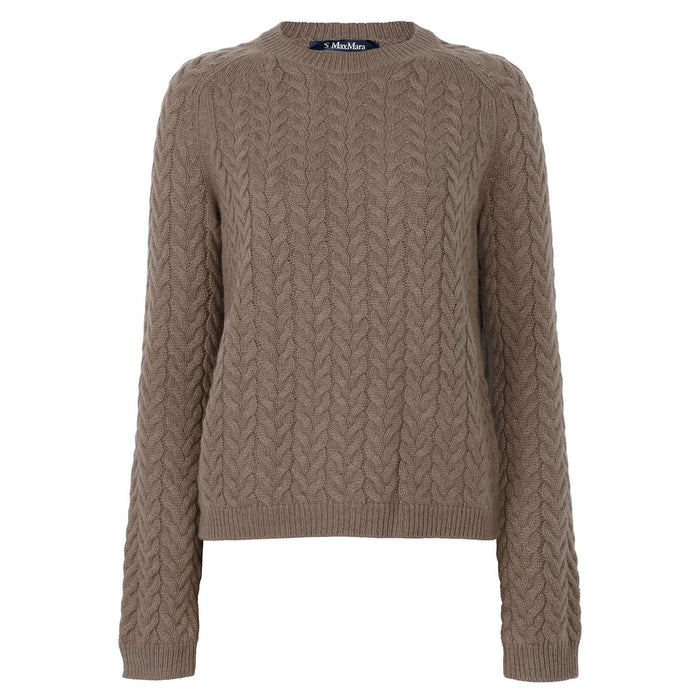 Max Mara Sand Eliane Wool Cashmere Crewneck Sweater