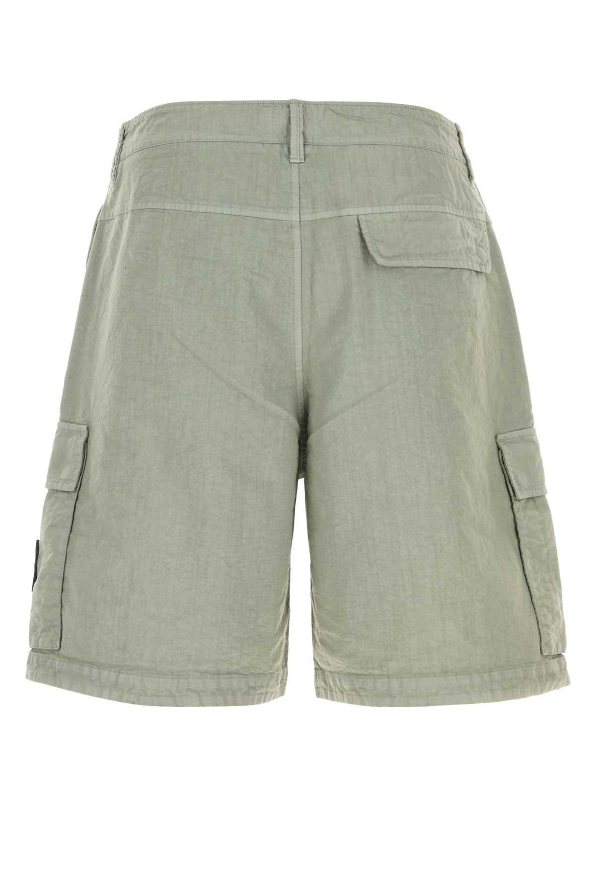 STONE ISLAND Green Cotton Drawstring Cargo Shorts