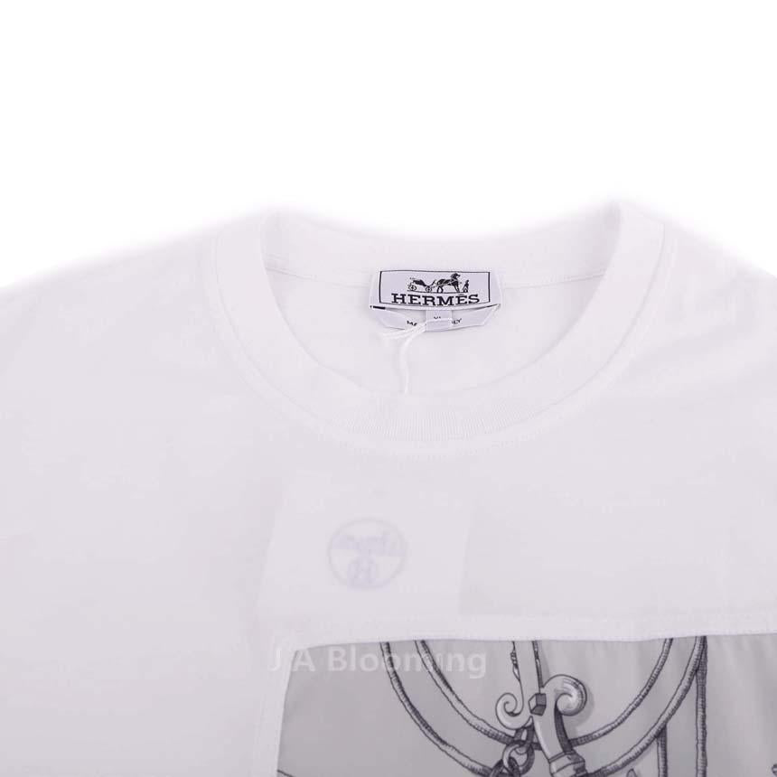 HERMES Men’s Short Sleeve T-Shirt Blanc Cotton White H557900HA90XL