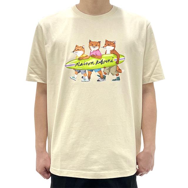 Maison Kitsune Surfing Fox Comfort Short Sleeve T-Shirt Paper
