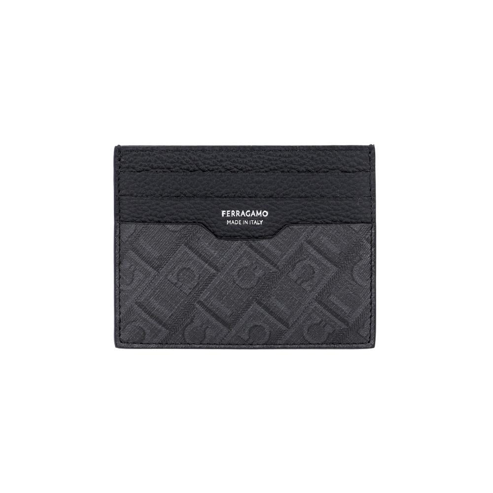Ferragamo Gancini Monogram Leather Men’s Card Holder Wallet
