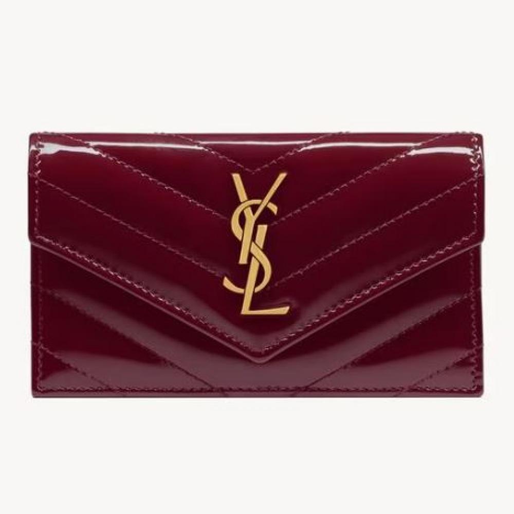 Saint Laurent Patent Matelassé Envelope Wallet Dark Red Wine 612808 0UFU7 6413