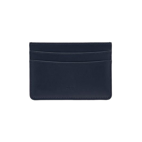 A.P.C. Andre Dark Navy Unisex Leather Card Holder Wal PXAWV H63028 IAK DARK NAVY