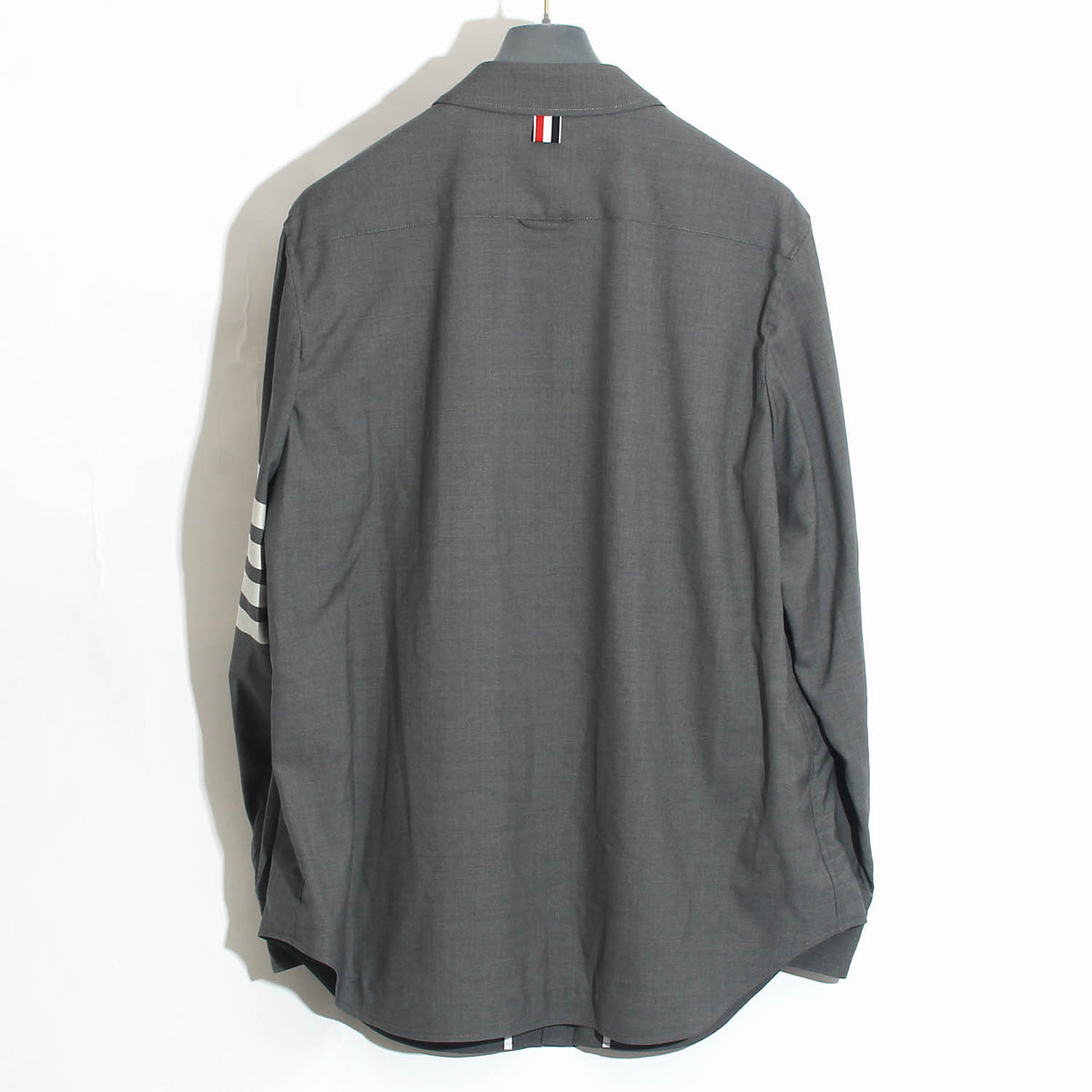 THOM BROWNE 4-Bar Oversized Wool Shirt Jacket Gray MJO055A 035