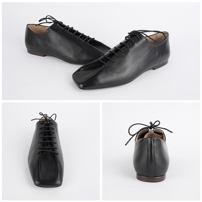 Lemaire Shiny Nappa Suri Classic Derby Flat Shoes FO0245 LL0023 BK999