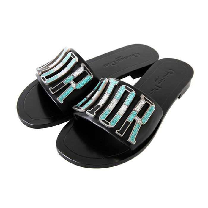DIOR Metal Logo Mule Slippers Black KCF155VEAS 900