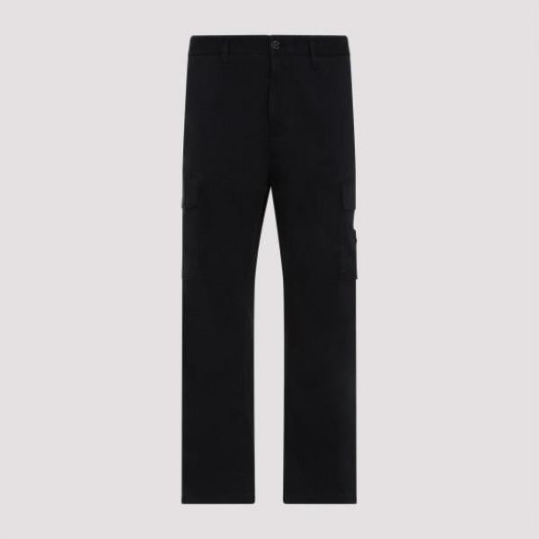 STONE ISLAND Stretch Cotton Satin Pocket Classic Pants Black
